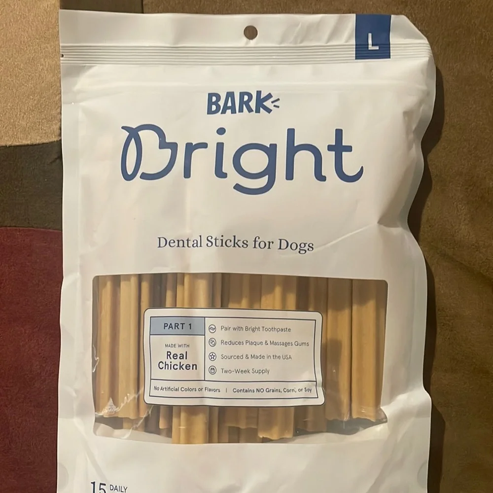 LARGE DOG Bark Bright Toothpaste & 2 X  Dental Sticks for Dogs